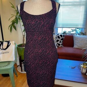Elegant Black and Purple Patterned Dress